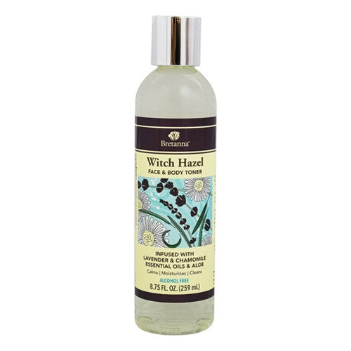 Bretanna Witch Hazel Face and Body Toner, Infused with Lavender and Chamomile Essential Oils and Aloe, 8.75 Oz
